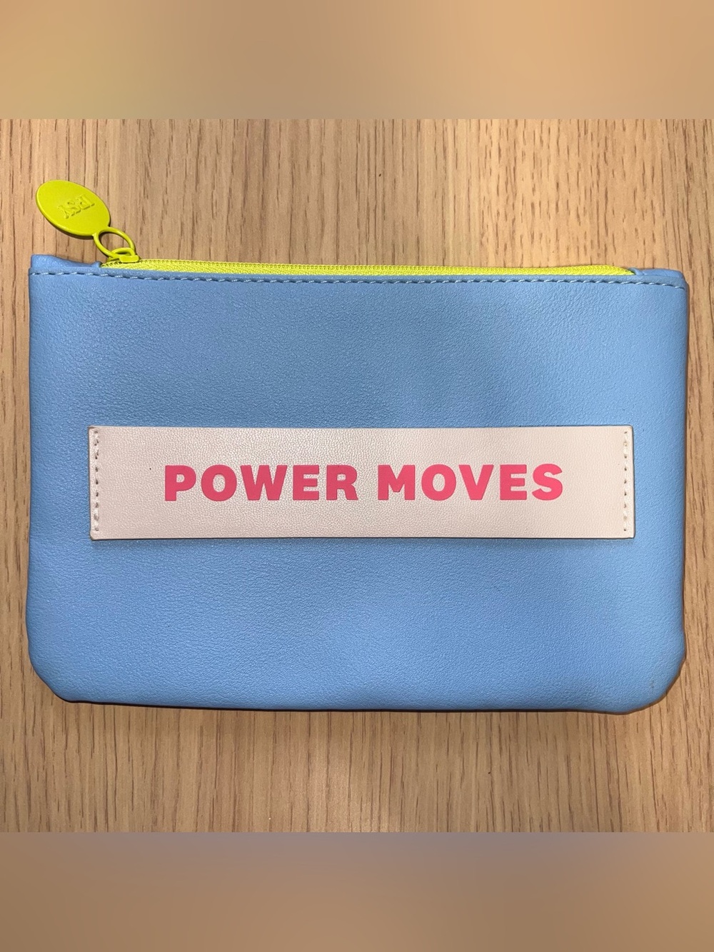 POWER MOVES Blue Zip Pouch with Neon Yellow Trim
